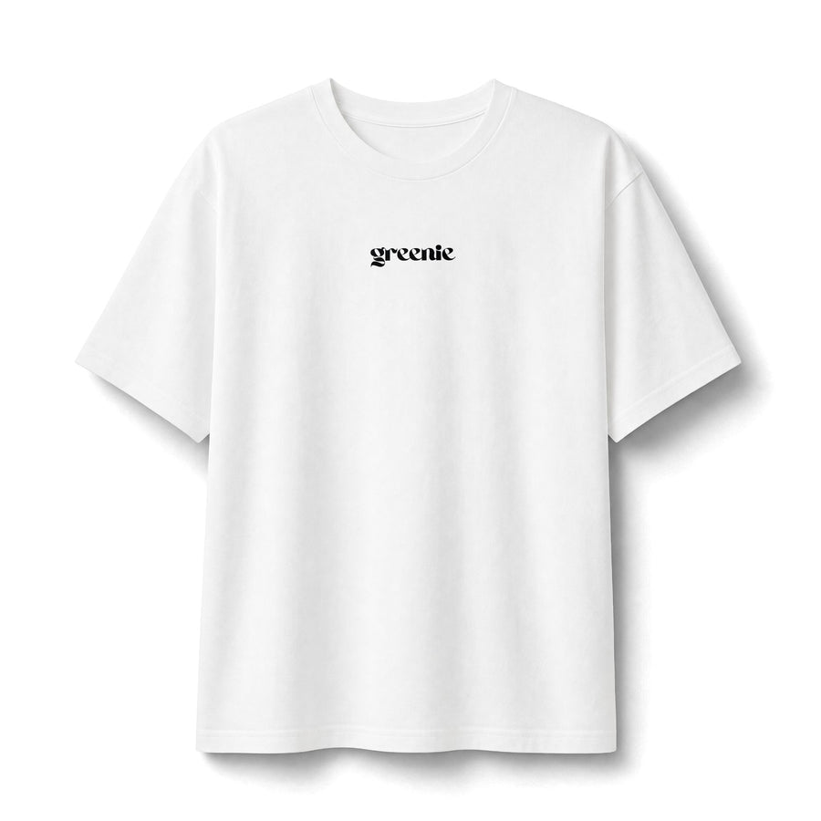 Greenie Simplistic Tee boxy cotton tee, White, front view
