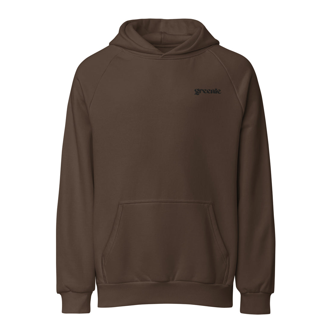 Greenie Simple Hoodie heavyweight hoodie, Chocolate Brown, front view